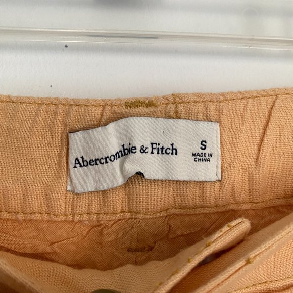 Abercrombie & Fitch Linen Blend Tailored Pleated Front Orange Shorts - Picture 4 of 8